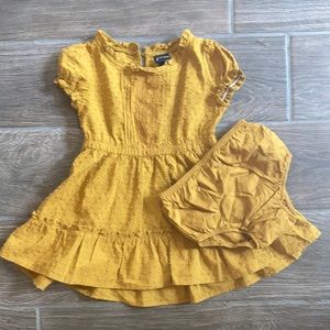 18m art class mustard Swiss dot dress